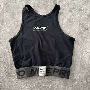 Nike Pro Dri-Fit Black Racerback Cropped Tank Top XS Women's Athletic